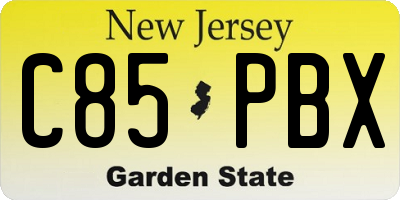 NJ license plate C85PBX