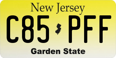 NJ license plate C85PFF