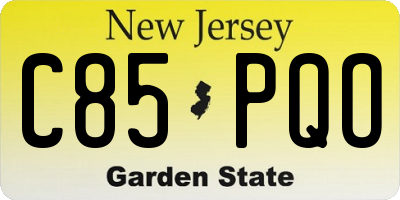 NJ license plate C85PQO