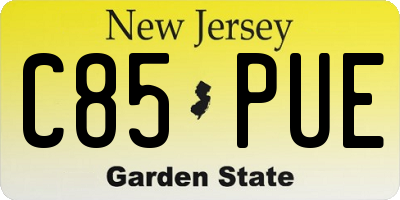 NJ license plate C85PUE