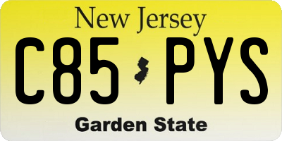 NJ license plate C85PYS