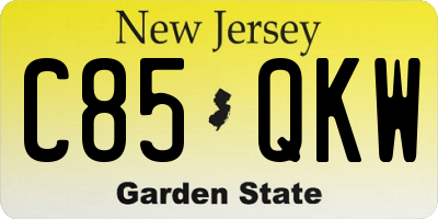 NJ license plate C85QKW