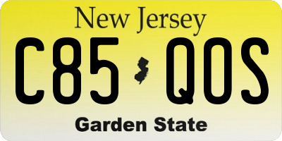 NJ license plate C85QOS