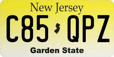 NJ license plate C85QPZ
