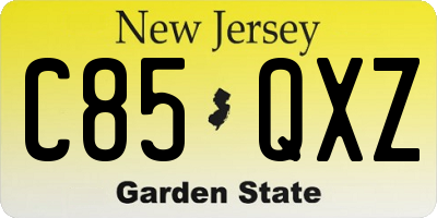 NJ license plate C85QXZ