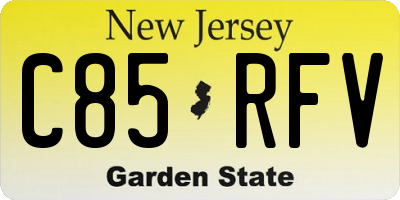 NJ license plate C85RFV