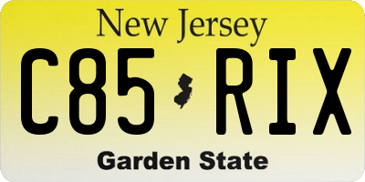 NJ license plate C85RIX