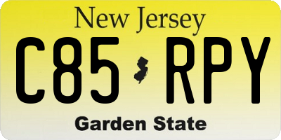 NJ license plate C85RPY