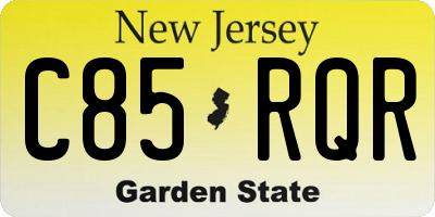 NJ license plate C85RQR