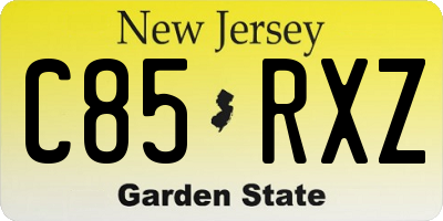 NJ license plate C85RXZ