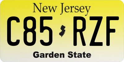 NJ license plate C85RZF