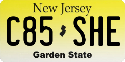 NJ license plate C85SHE