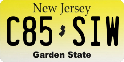 NJ license plate C85SIW