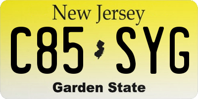 NJ license plate C85SYG