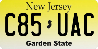 NJ license plate C85UAC