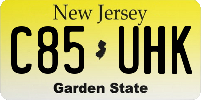 NJ license plate C85UHK