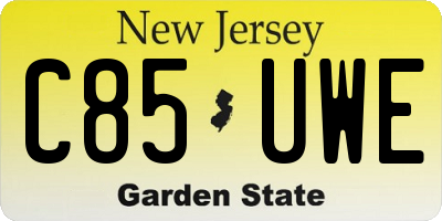 NJ license plate C85UWE