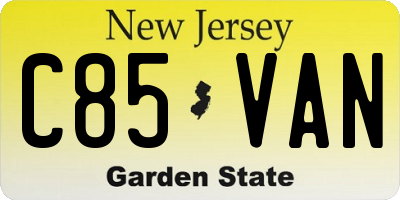 NJ license plate C85VAN