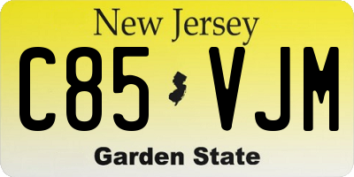 NJ license plate C85VJM