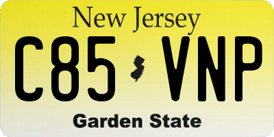 NJ license plate C85VNP