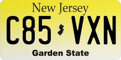 NJ license plate C85VXN