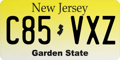 NJ license plate C85VXZ