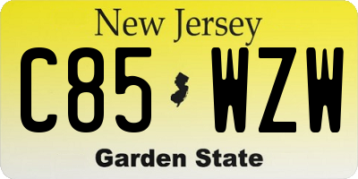 NJ license plate C85WZW