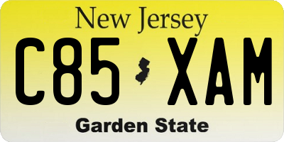 NJ license plate C85XAM