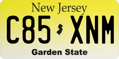 NJ license plate C85XNM