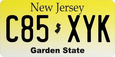 NJ license plate C85XYK