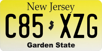 NJ license plate C85XZG