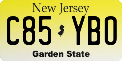 NJ license plate C85YBO
