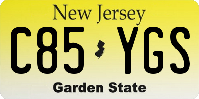 NJ license plate C85YGS