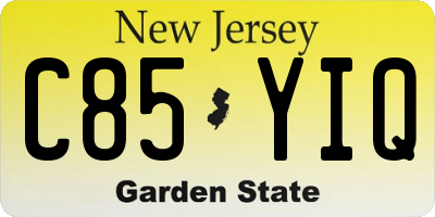 NJ license plate C85YIQ