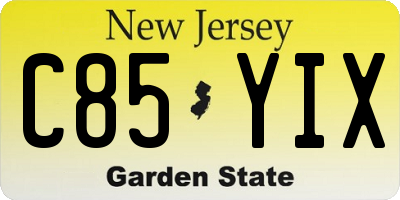NJ license plate C85YIX