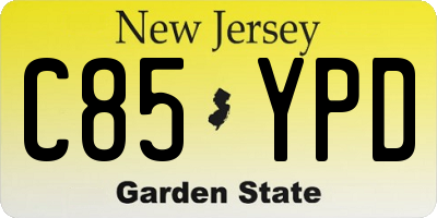 NJ license plate C85YPD