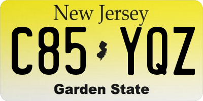 NJ license plate C85YQZ
