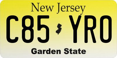 NJ license plate C85YRO