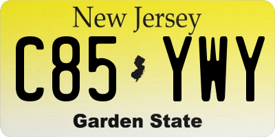 NJ license plate C85YWY