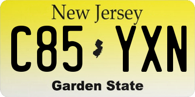 NJ license plate C85YXN