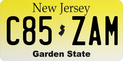 NJ license plate C85ZAM