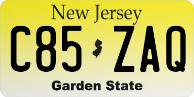 NJ license plate C85ZAQ