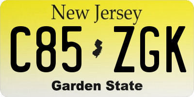 NJ license plate C85ZGK