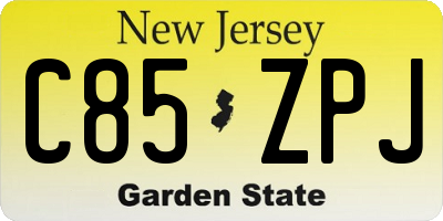 NJ license plate C85ZPJ
