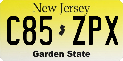 NJ license plate C85ZPX