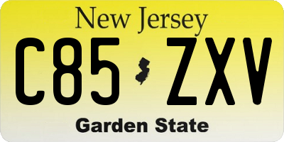 NJ license plate C85ZXV