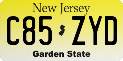 NJ license plate C85ZYD