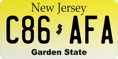 NJ license plate C86AFA