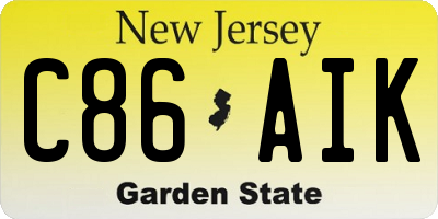 NJ license plate C86AIK