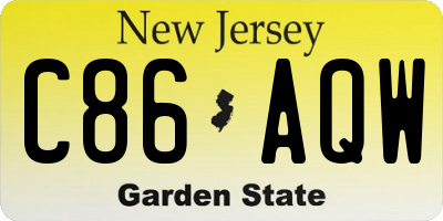 NJ license plate C86AQW